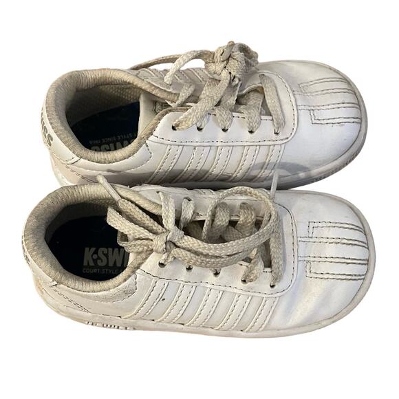 Baskets K-Swiss Junior Blanche Cuir – Taille 5 Us – Lacets – Occasion